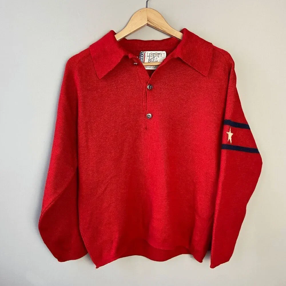 1960-70’S Vintage Liberty Bell Men's Wool Ski Wear Top Sweater SZ M